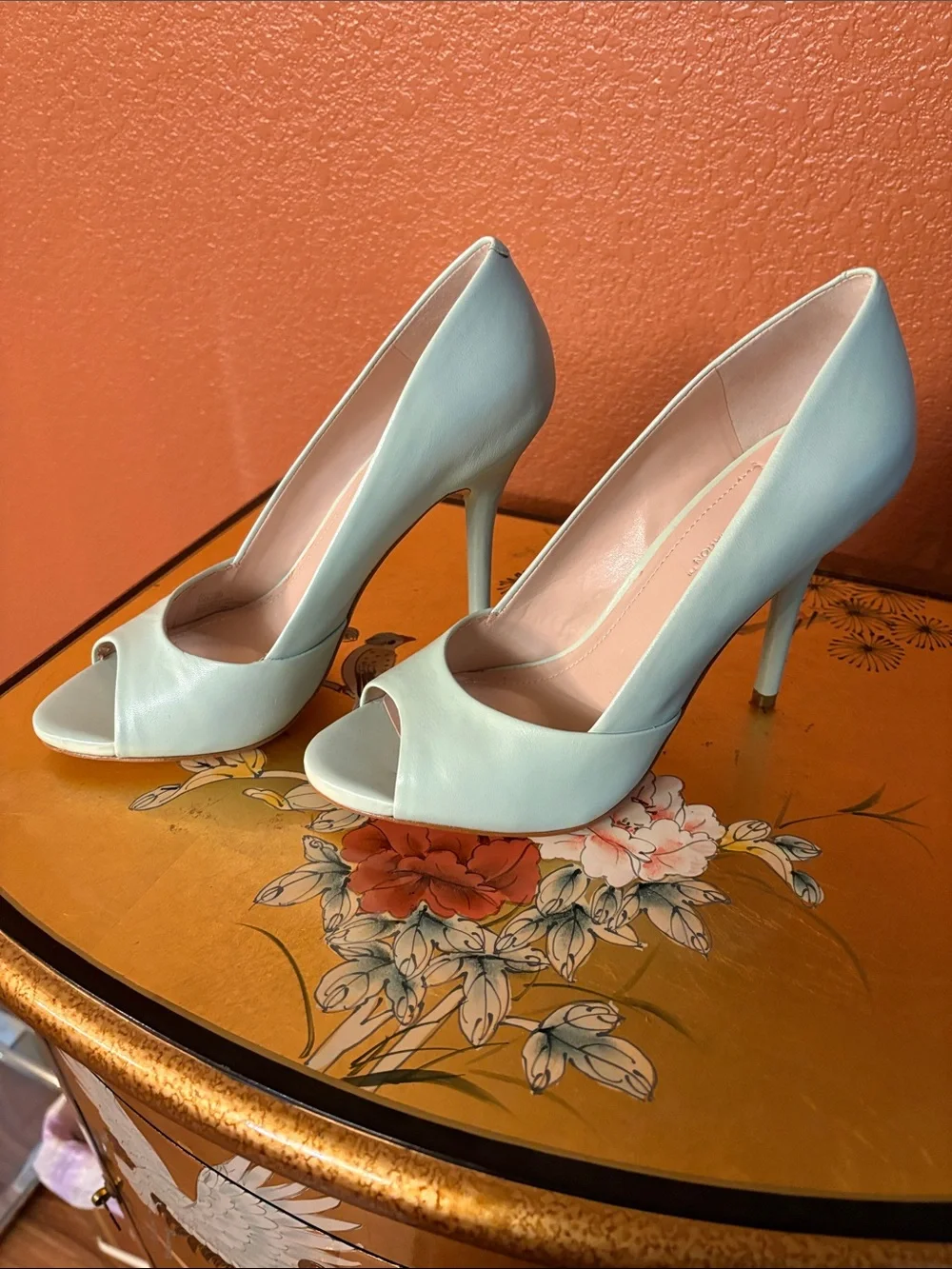 BCBGMaxAzria Mint Green Peep-Toe Heels